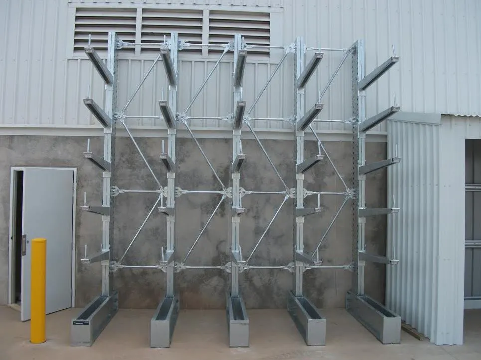 galvanized cantilever rack in use