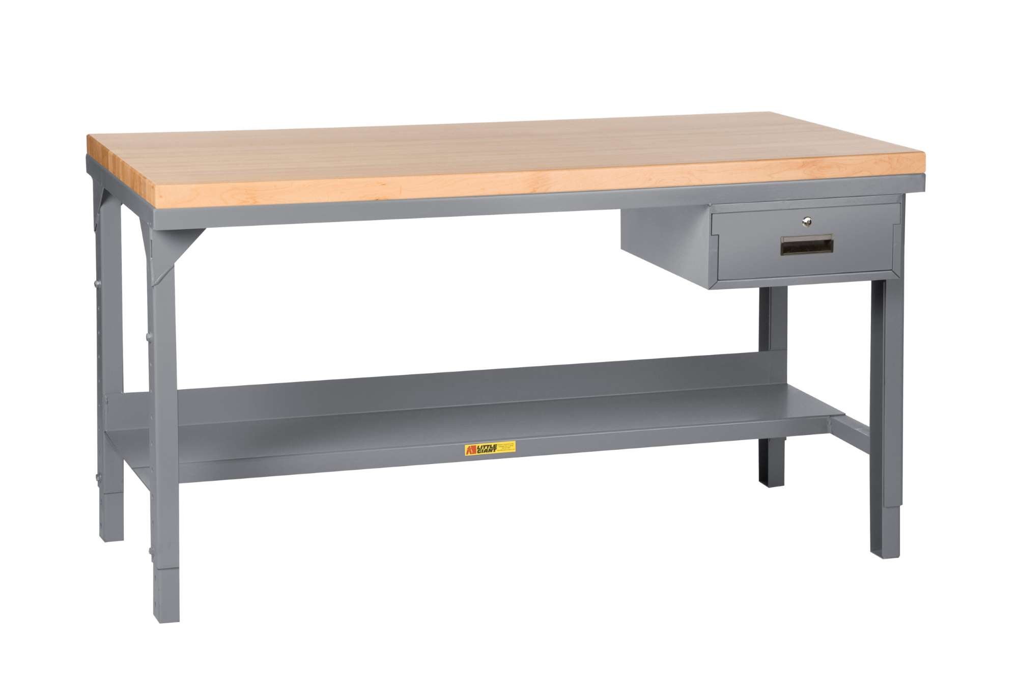Welded Steel Workbenches with Butcher Block Tops and Drawer