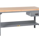 Welded Steel Workbenches with Butcher Block Tops and Drawer